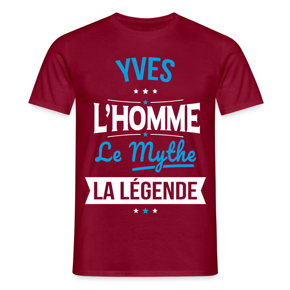 T-shirt Homme - Yves - l'Homme - le Mythe - la Légende - rouge brique
