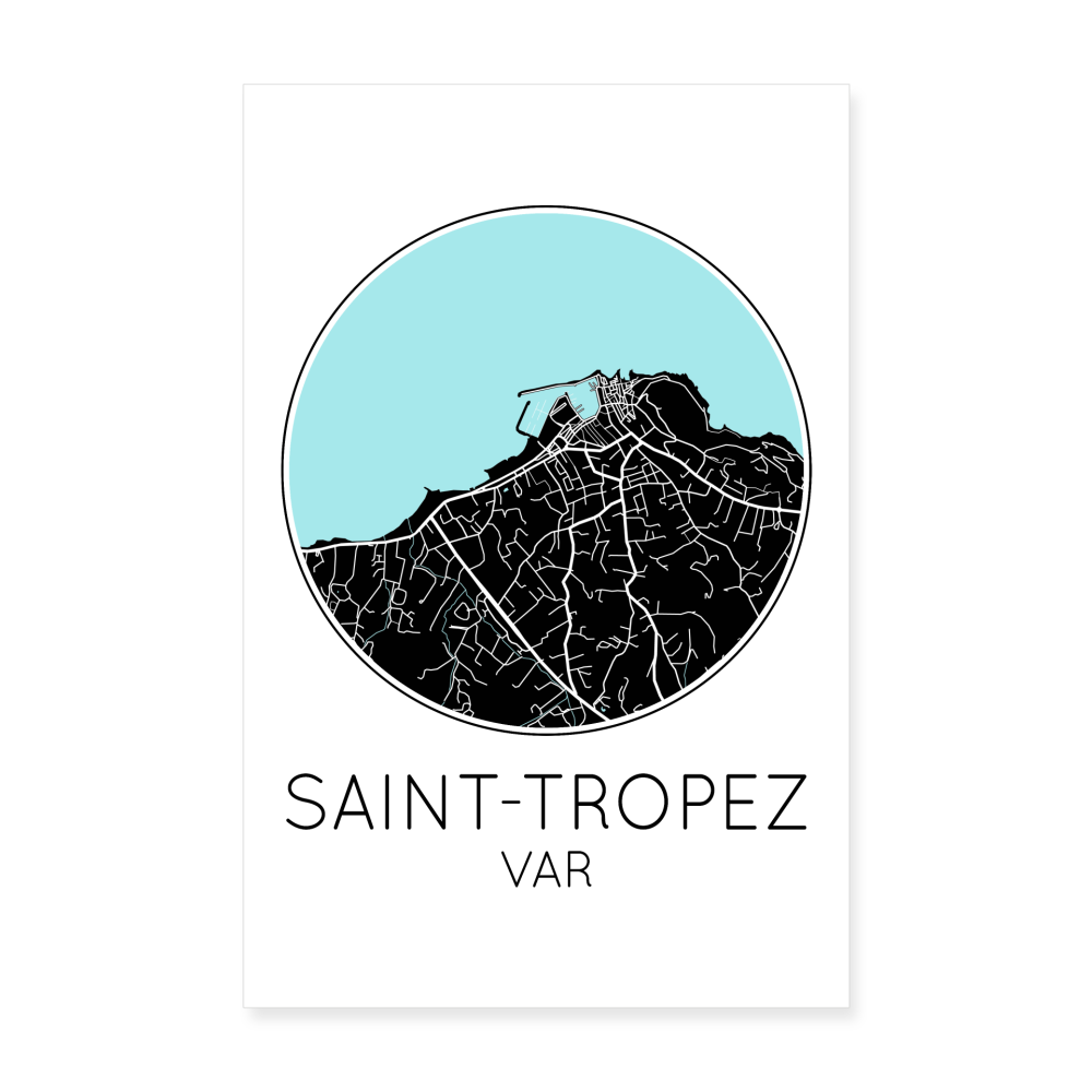 Poster Saint-Tropez - Plan Saint-Tropez - 20 x 30 cm - blanc