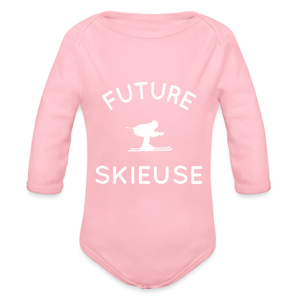 Body Bébé bio manches longues - Future skieuse - rose clair