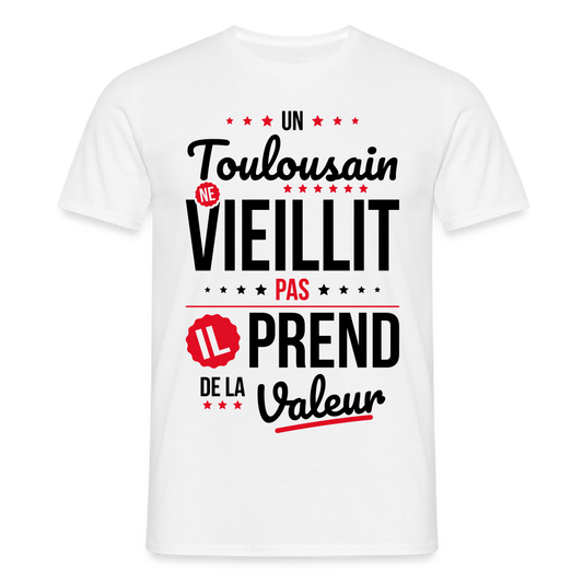 T-shirt Homme - Un Toulousain ne vieillit pas - blanc