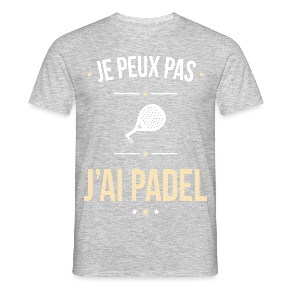 T-shirt Homme - Je peux pas j'ai Padel - gris chiné