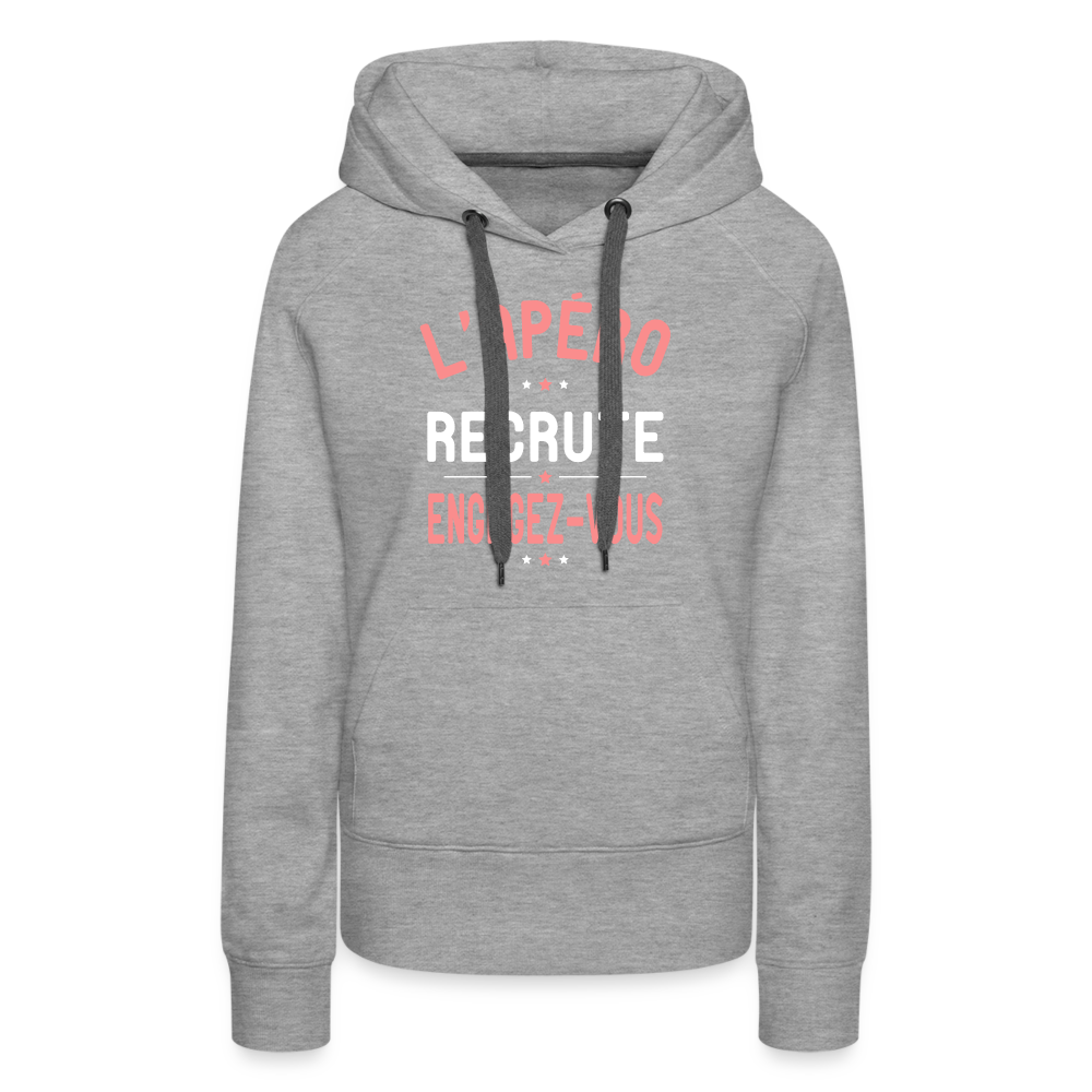 Sweat à capuche Premium Femme - L'apéro recrute - gris chiné