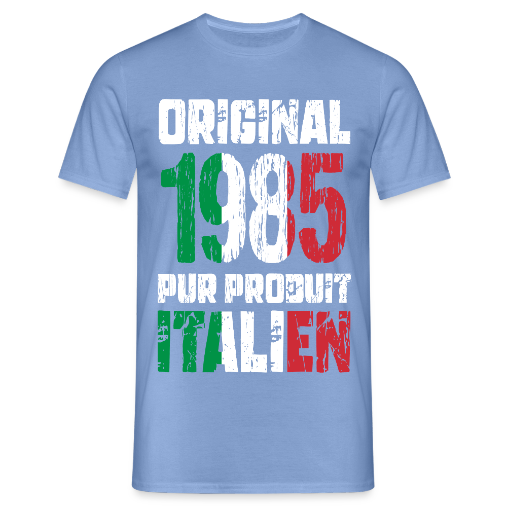 T-shirt Homme - Anniversaire 40 Ans - Original 1985 - Pur produit Italien - carolina blue