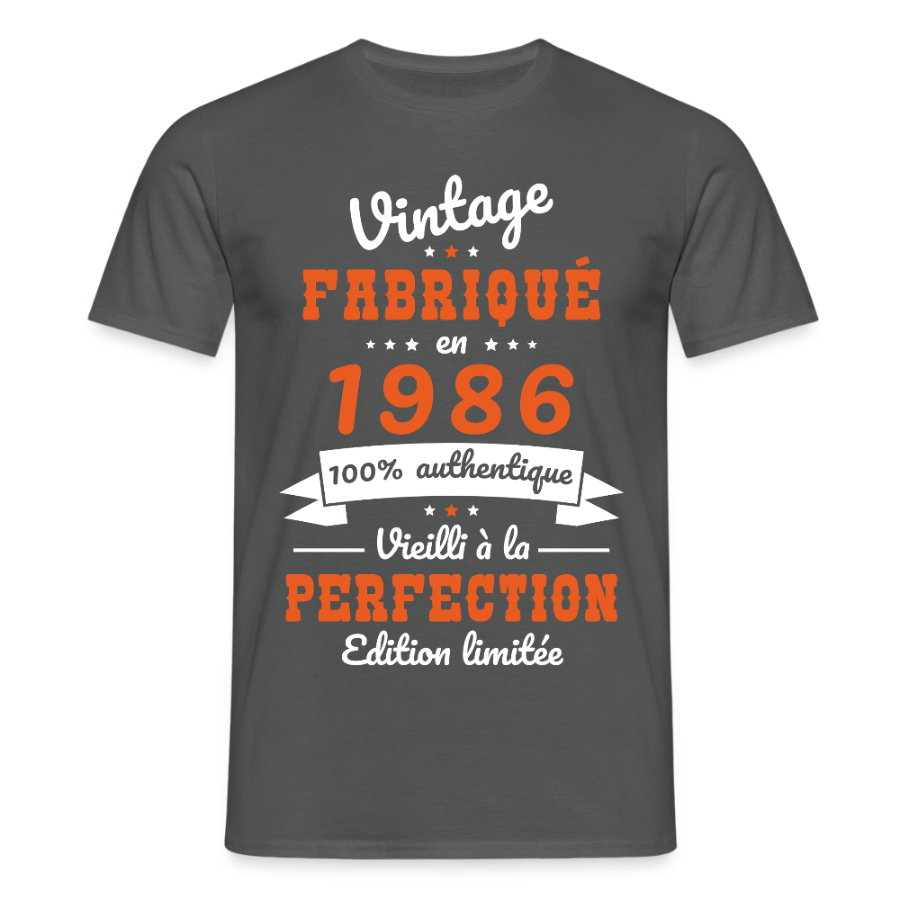 T-shirt anniversaire homme 40 ans – Vintage 1986 - charbon