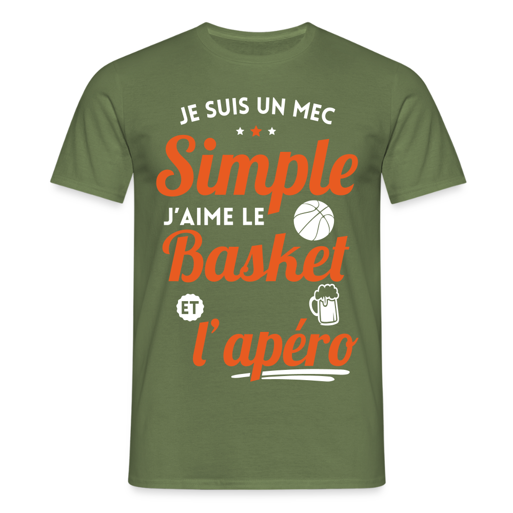 T-shirt Homme - J'aime le basket et l'apéro - vert militaire