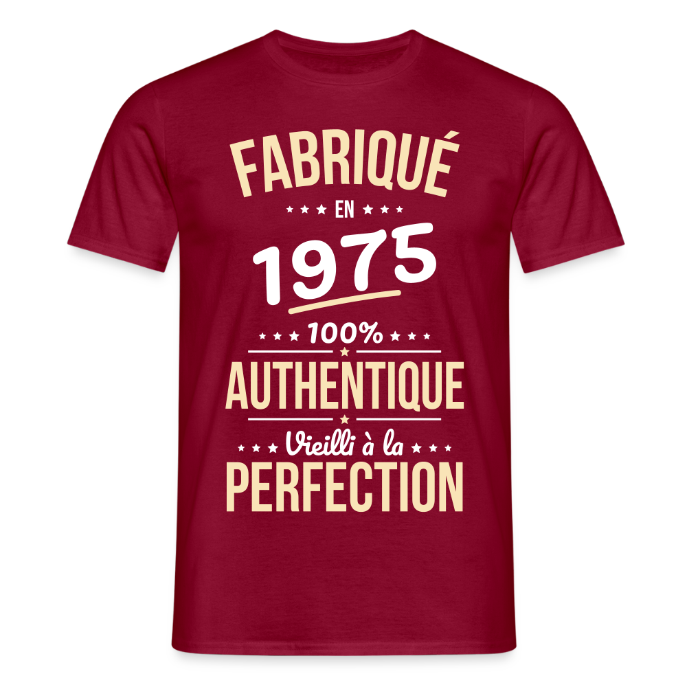 T-shirt Homme - Anniversaire 50 Ans - Fabriqué en 1975 - rouge brique