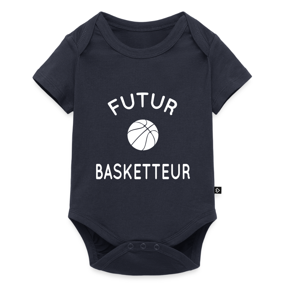 Body Bébé bio manches courtes - Futur basketteur - bleu marine