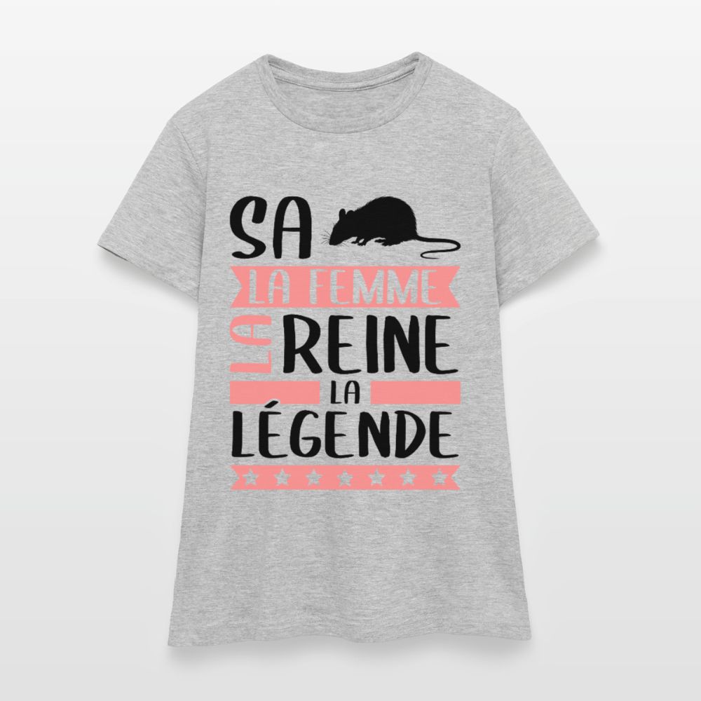 T-shirt femme coloris clair Sarah en rébus – La femme, la reine, la légende - gris chiné