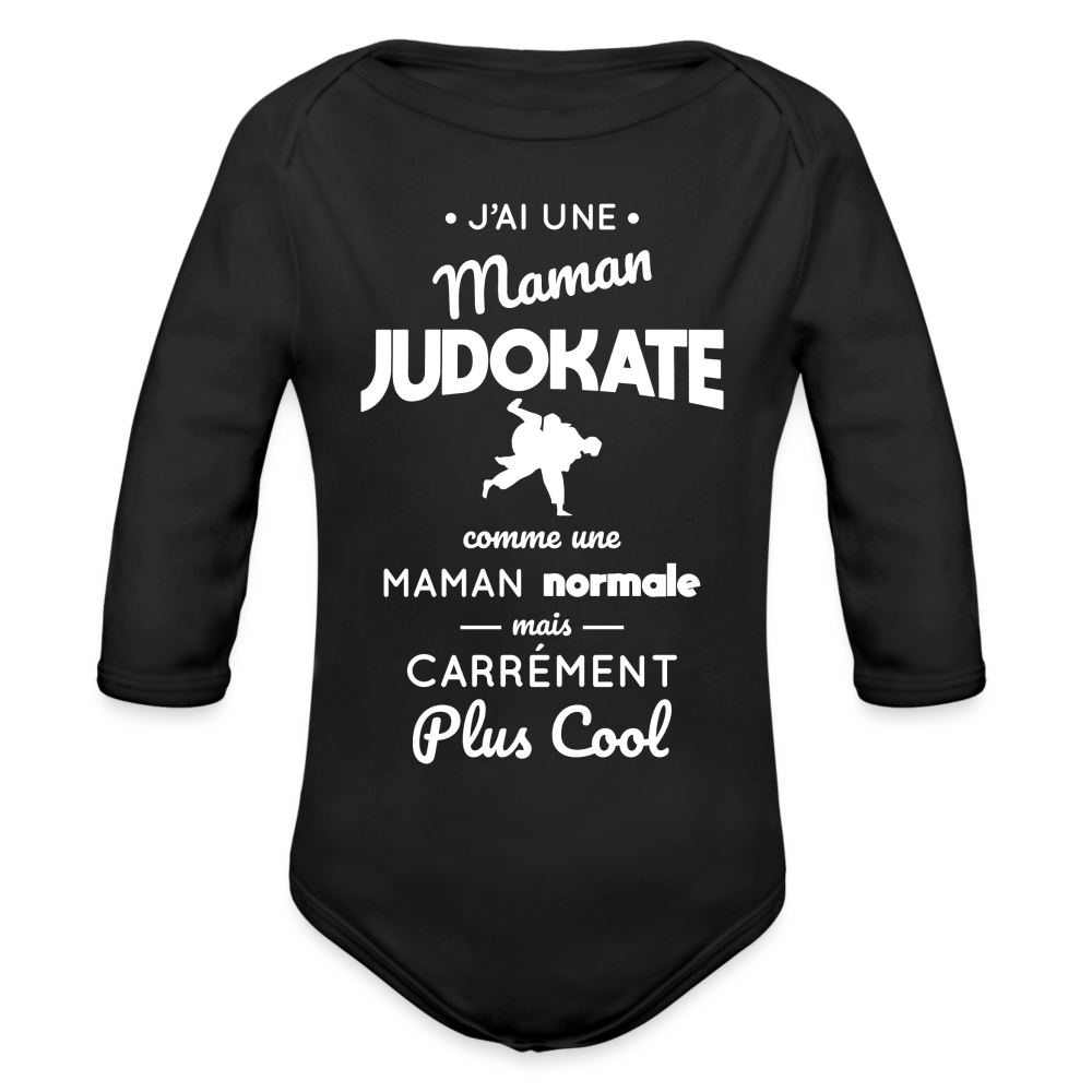 Body Bébé bio manches longues - J'ai une maman judokate - noir