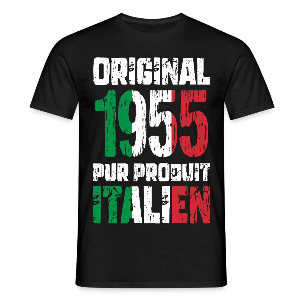 T-shirt Homme - Anniversaire 70 Ans - Original 1955 - Pur produit Italien - noir