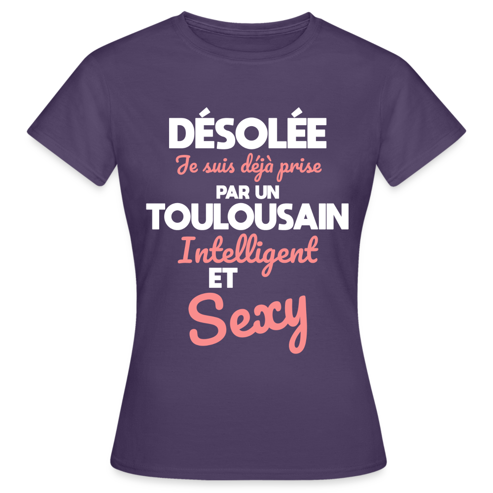 T-shirt Femme - Je suis déjà prise par un Toulousain intelligent et sexy - violet foncé