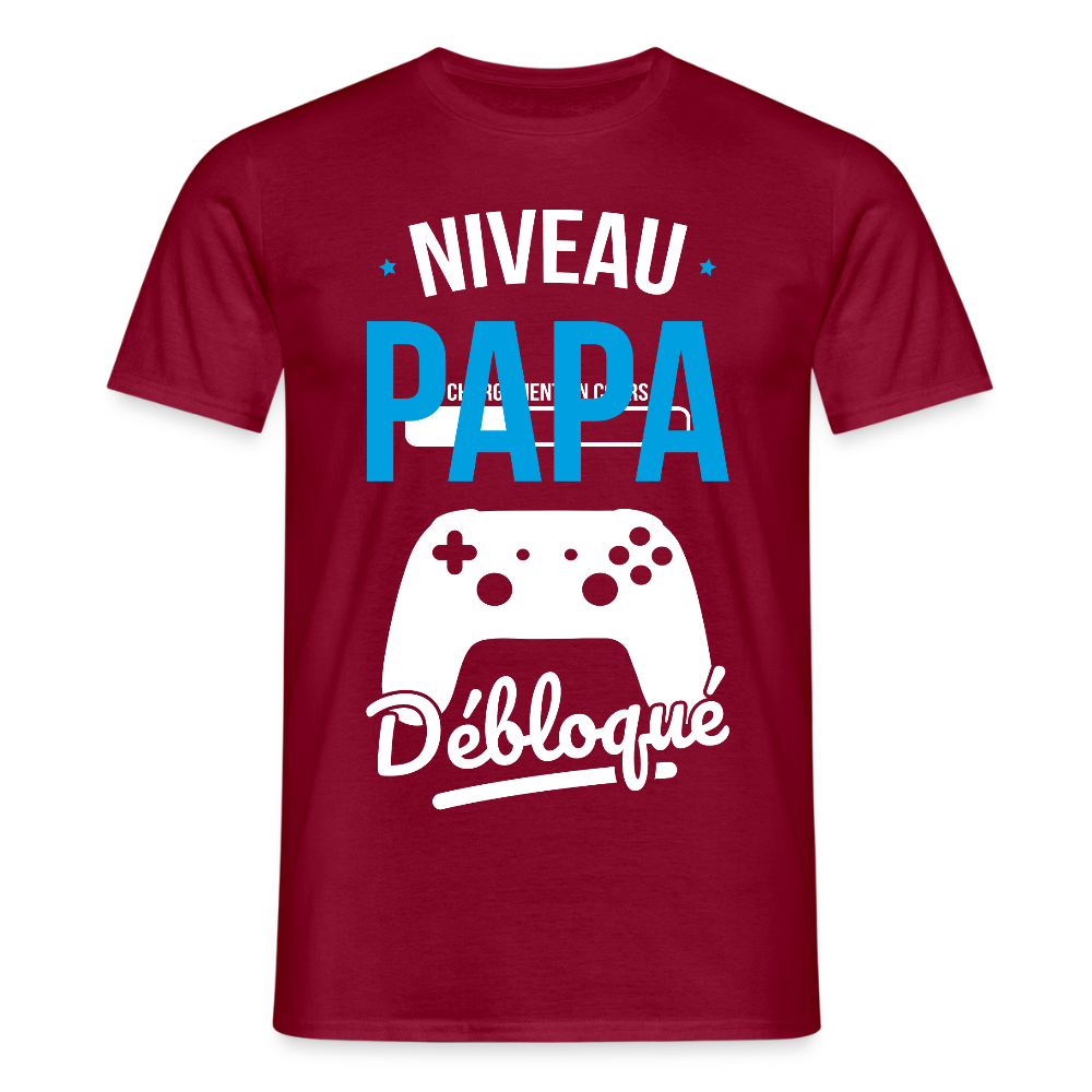 T-shirt Homme - Niveau Papa Débloqué - rouge brique