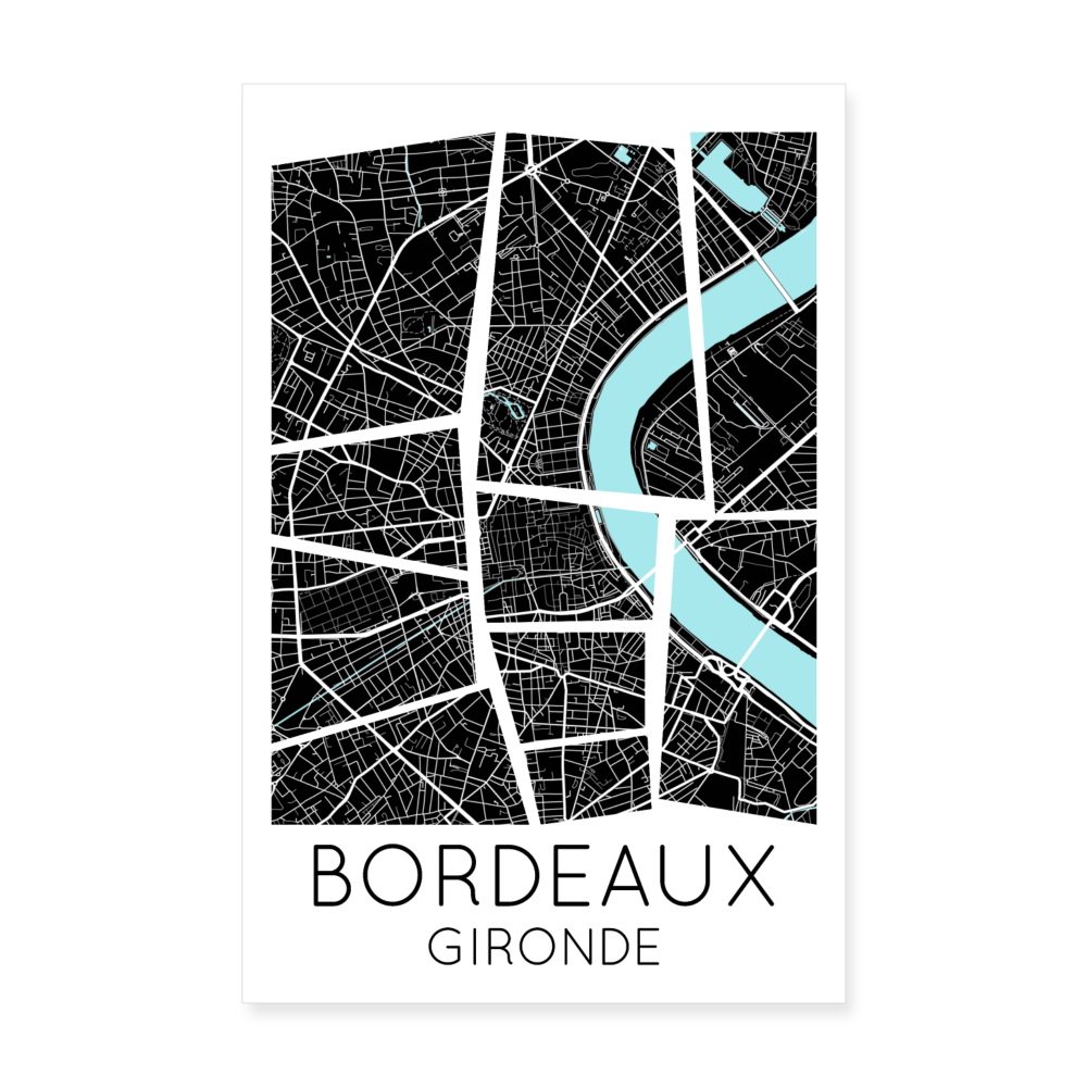 Poster Bordeaux - Plan Bordeaux - 20 x 30 cm - blanc
