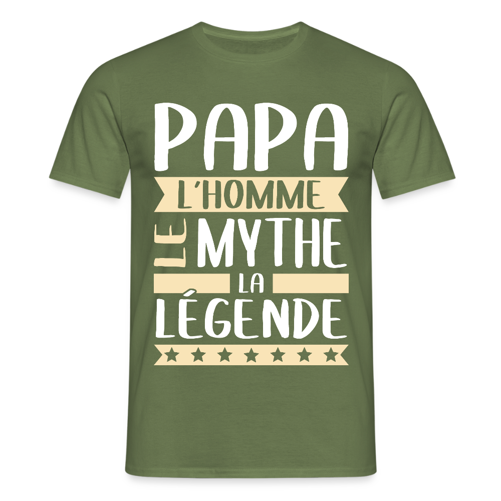 T-shirt Homme - Papa L'Homme le Mythe la Légende - vert militaire