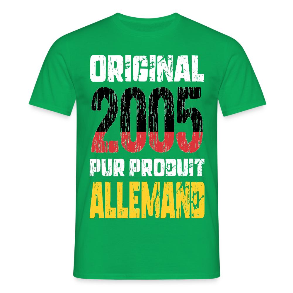 T-shirt Homme - Anniversaire 20 Ans - Original 2005 - Pur produit Allemand - vert