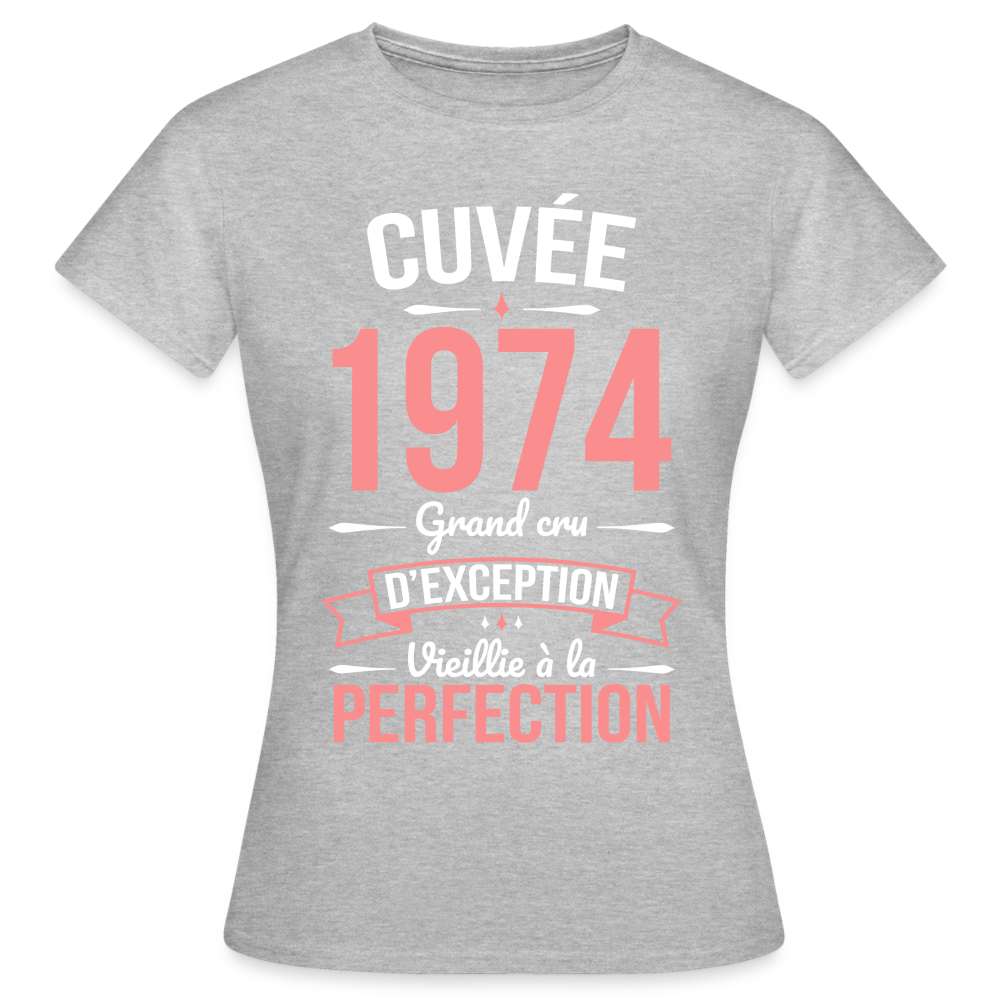 T-shirt Femme - Anniversaire 51 Ans - Cuvée 1974 - gris chiné