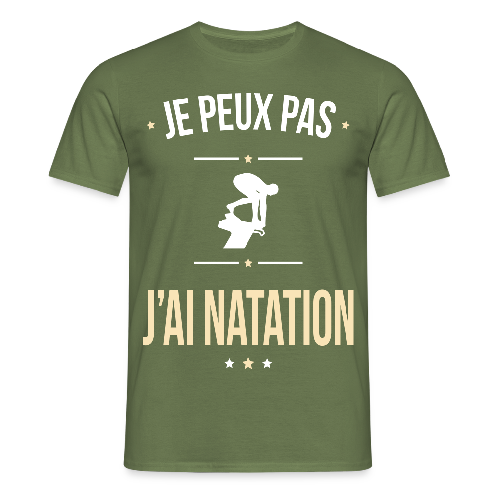 T-shirt Homme - Je peux pas j'ai Natation - vert militaire