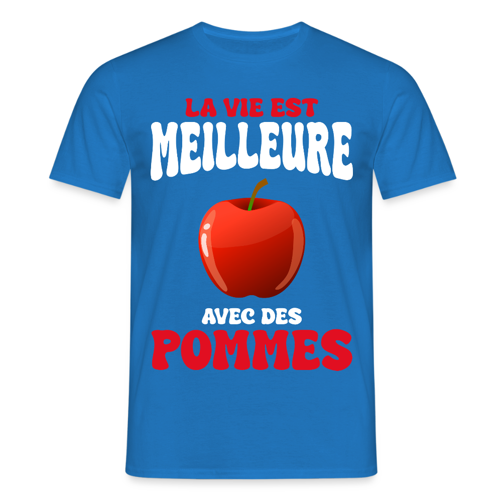 T-shirt Homme - La vie est meilleure avec des pommes - bleu royal