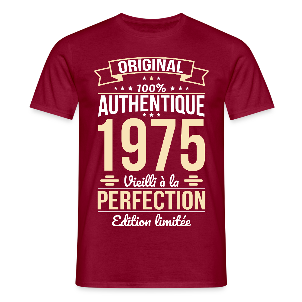 T-shirt anniversaire homme 50 ans – Original 1975 - rouge brique