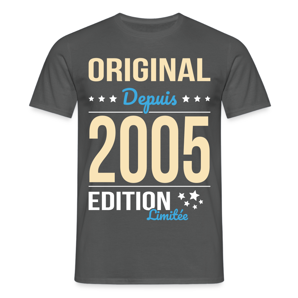 T-shirt Homme - Anniversaire 20 Ans - Original depuis 2005 - charbon