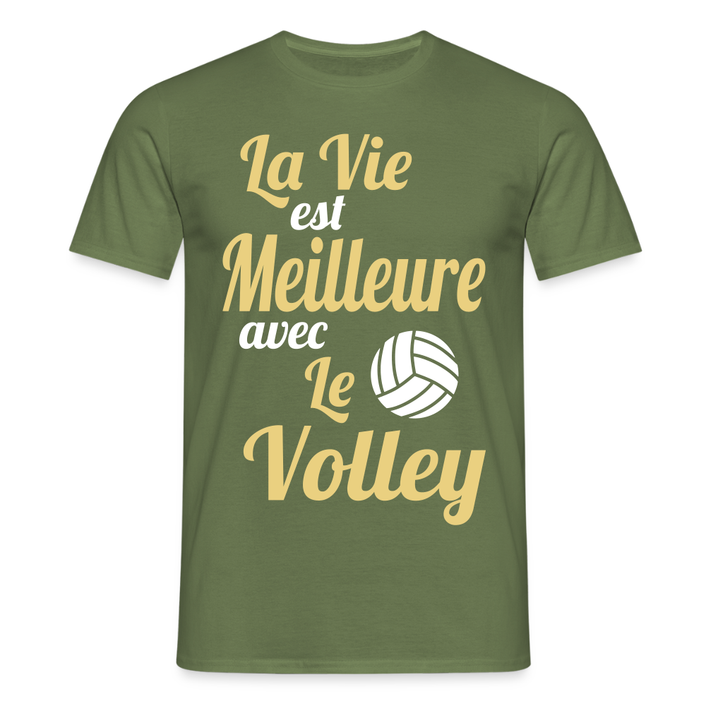 T-shirt Homme - La vie est meilleure avec le Volley - vert militaire