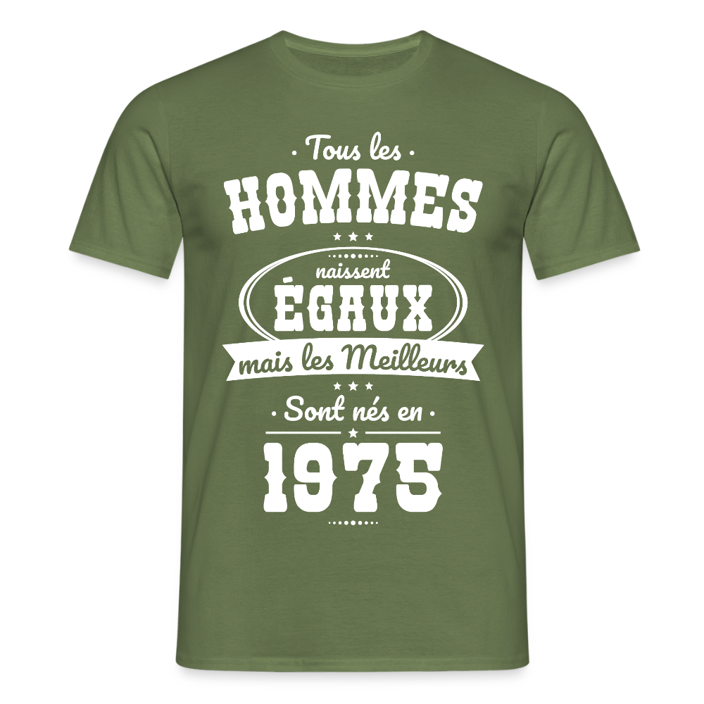 T-shirt Homme - Anniversaire 50 Ans - Les meilleurs sont nés en 1975 - vert militaire