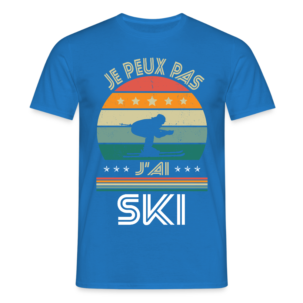 T-shirt Homme - Je peux pas j'ai Ski - bleu royal