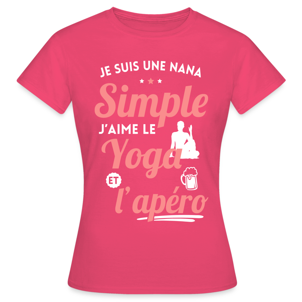 T-shirt Femme - J'aime le yoga et l'apéro - rose azalée