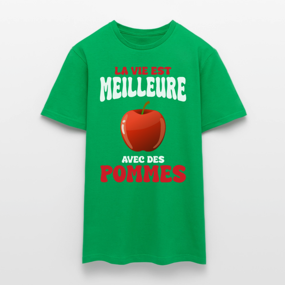 T-shirt Homme - La vie est meilleure avec des pommes - vert