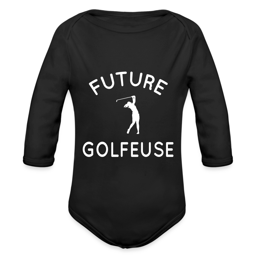 Body Bébé bio manches longues - Future golfeuse - noir