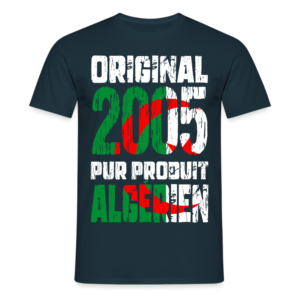T-shirt Homme - Anniversaire 20 Ans - Original 2005 - Pur produit Algérien - marine