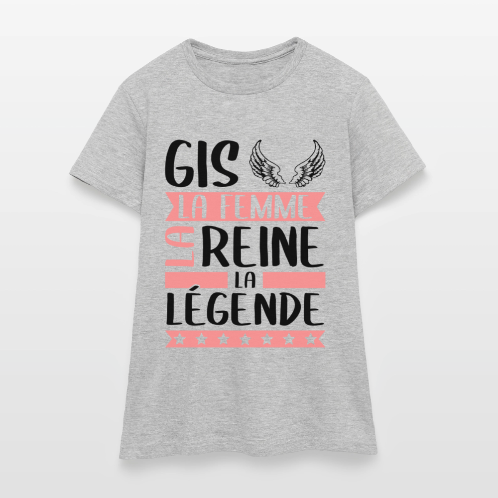 T-shirt femme coloris clair Gisèle rébus – La femme, la reine, la légende - gris chiné