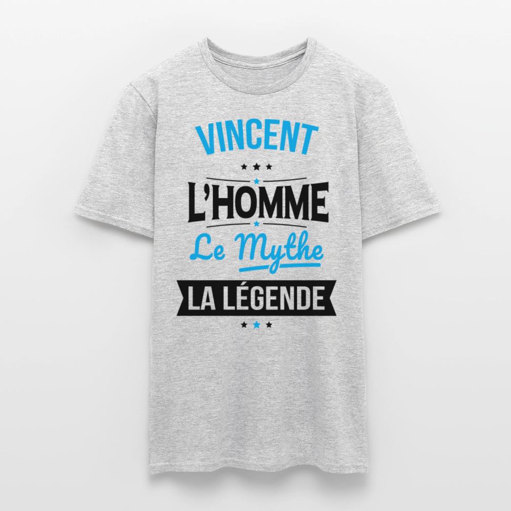 T-shirt Homme - Vincent - l'Homme - le Mythe - la Légende - gris chiné