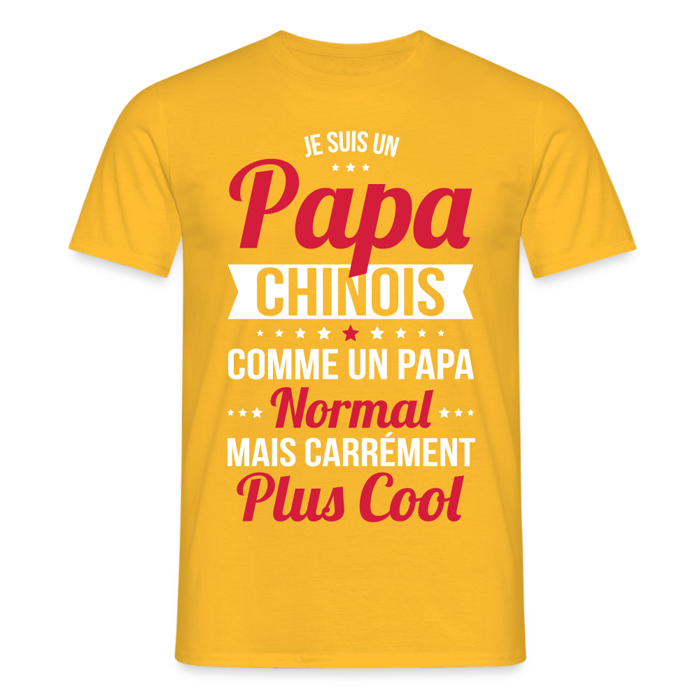 T-shirt Homme - Papa Chinois Plus Cool - jaune