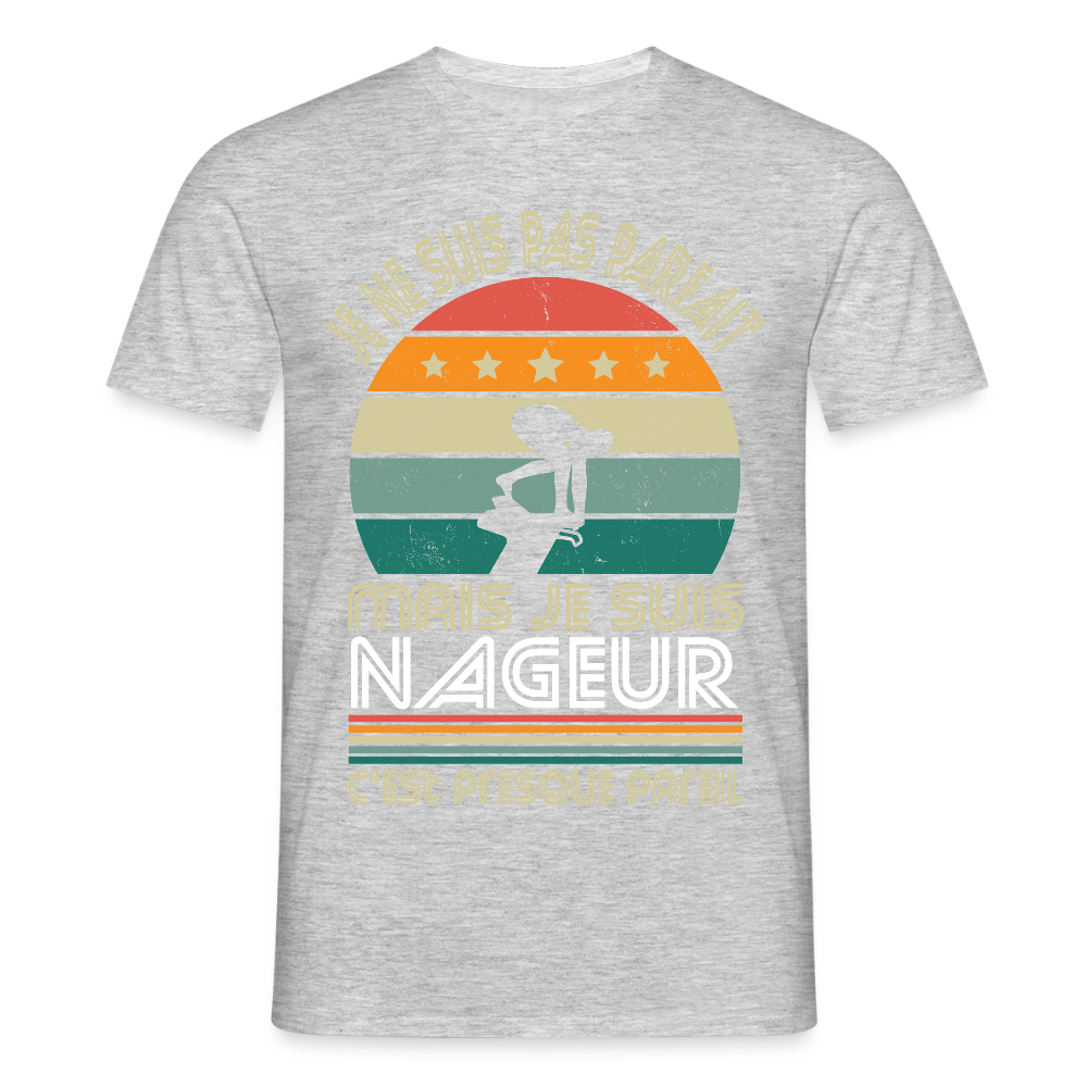 T-shirt Homme - Je ne suis pas parfait mais je suis Nageur - gris chiné