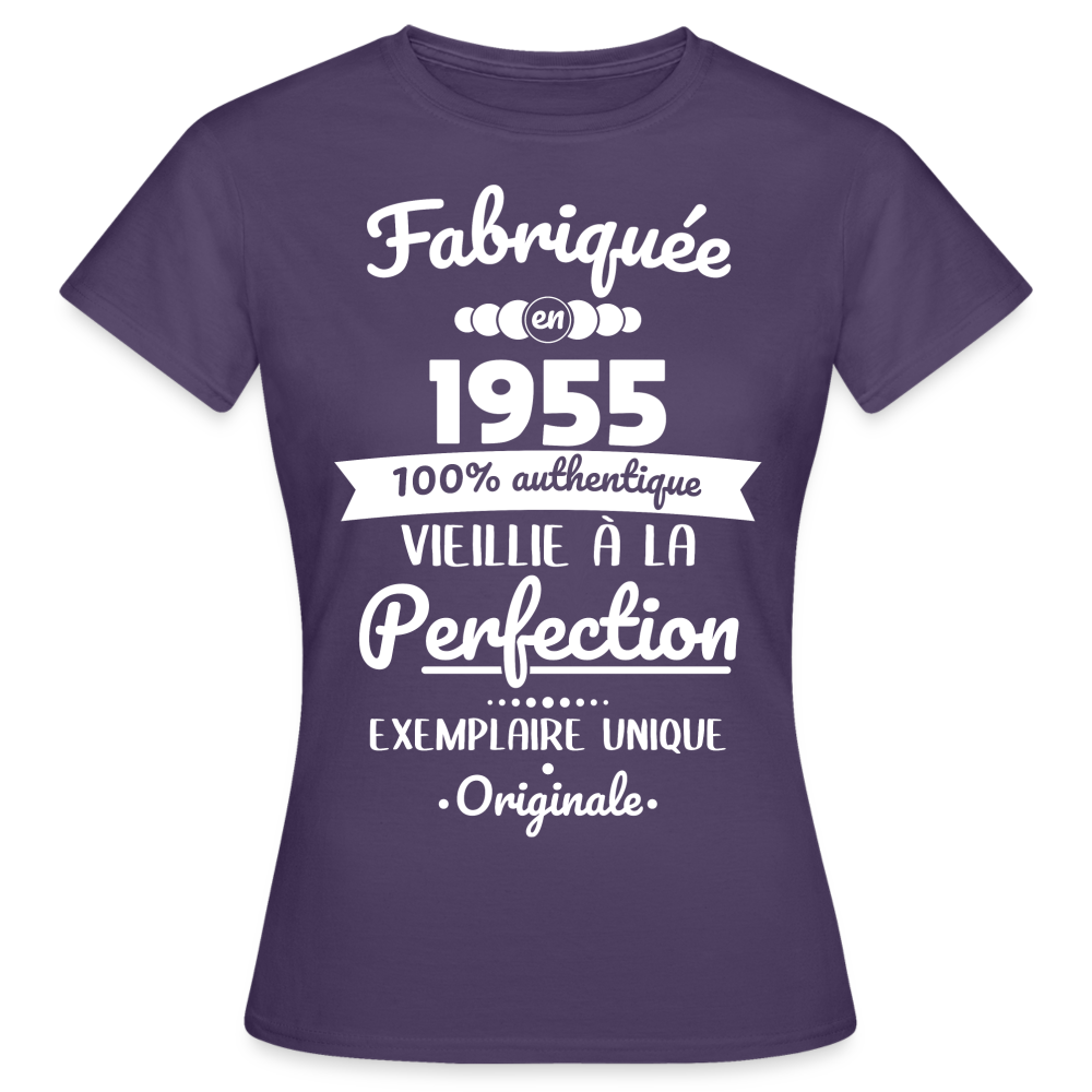 T-shirt Femme - Anniversaire 70 Ans - Fabriquée en 1955 - violet foncé
