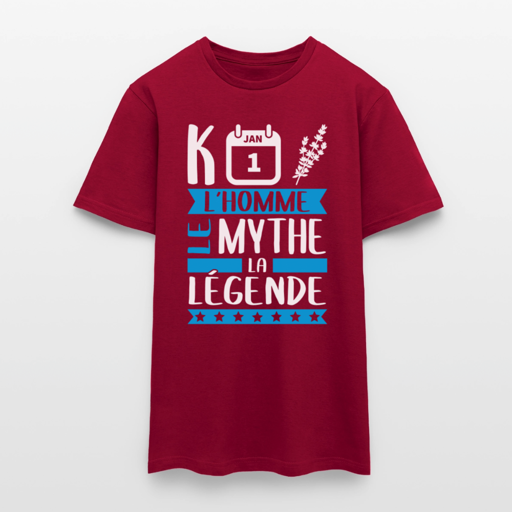 T-shirt homme Quentin rébus – L’homme, le mythe, la légende - rouge brique