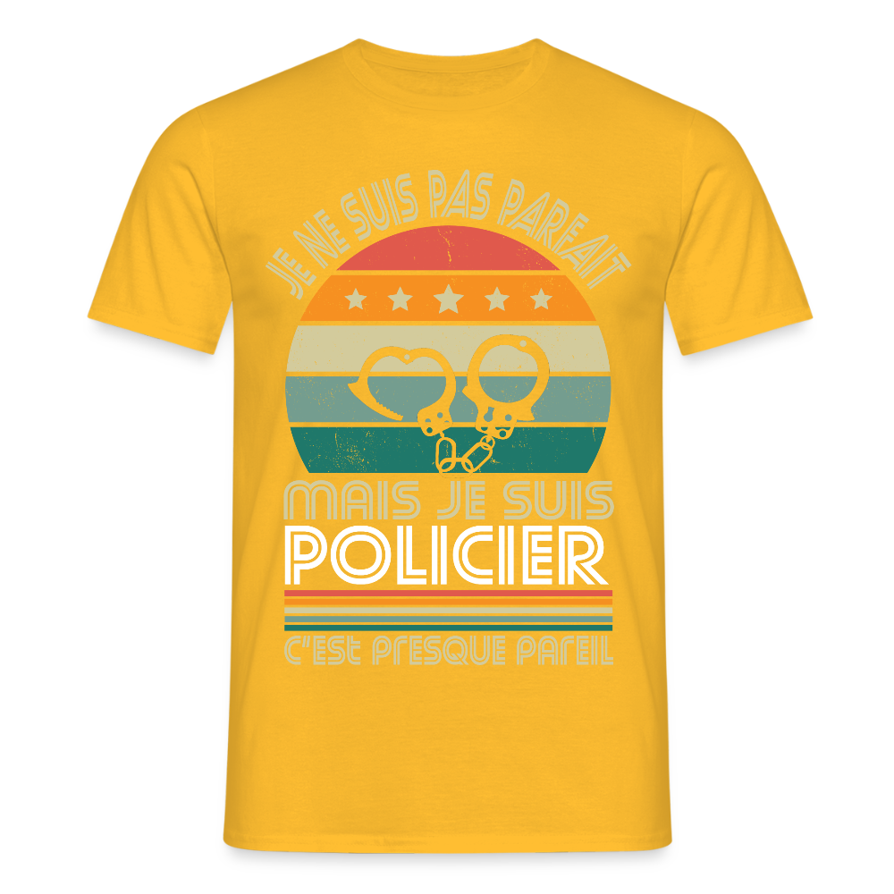 T-shirt Homme - Je ne suis pas parfait mais je suis Policier - jaune