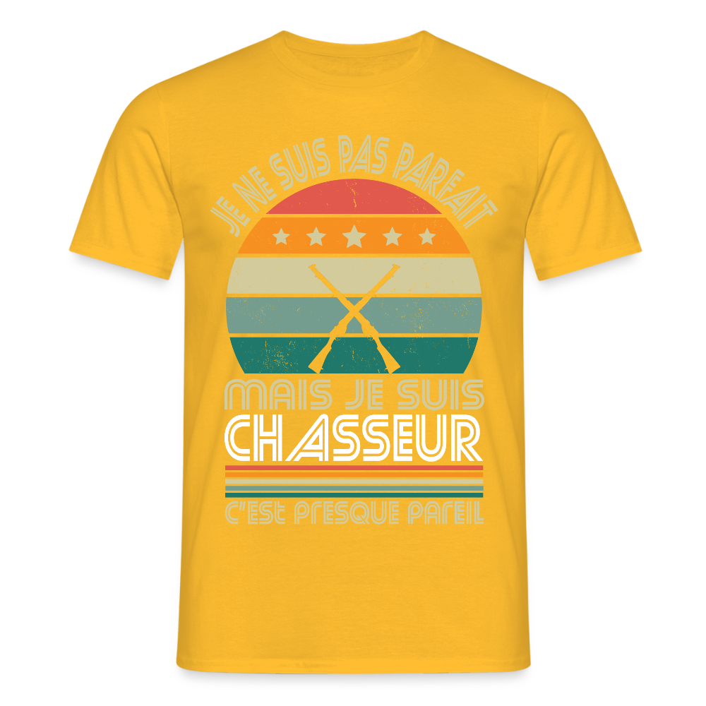 T-shirt Homme - Je ne suis pas parfait mais je suis Chasseur - jaune