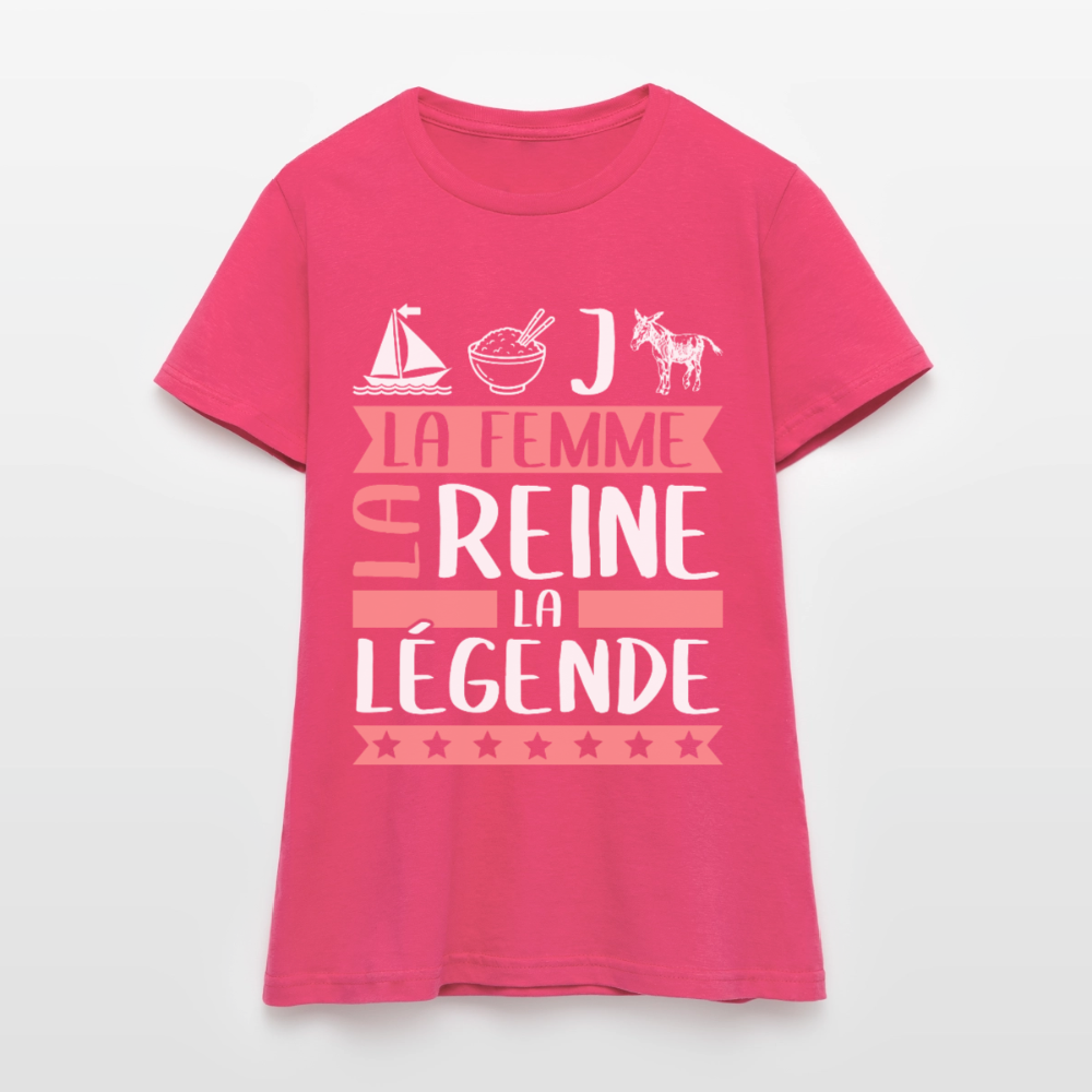T-shirt femme Marie-Jeanne rébus – La femme, la reine, la légende - rose azalée