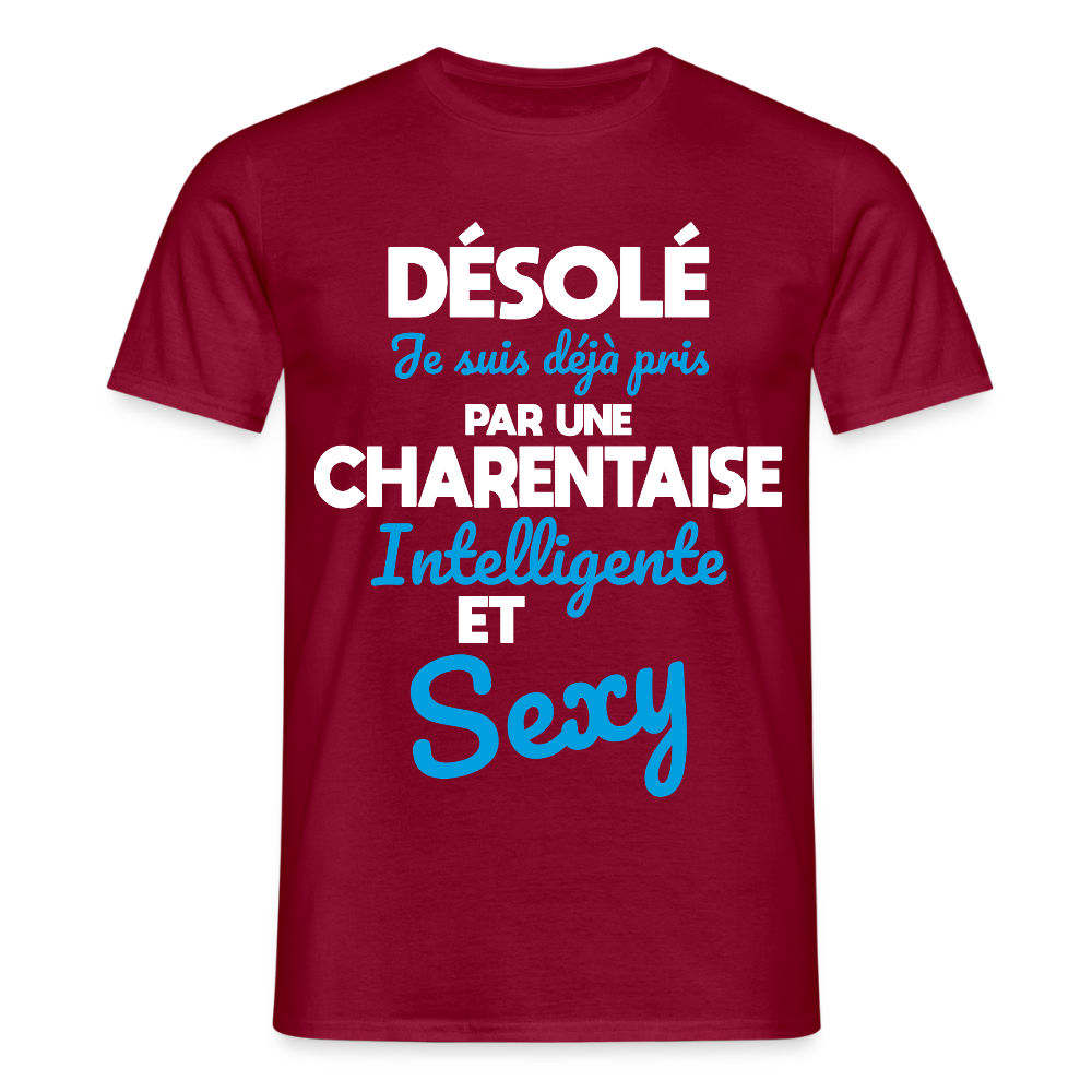 T-shirt Homme - Je suis déjà pris par une Charentaise intelligente et sexy - rouge brique
