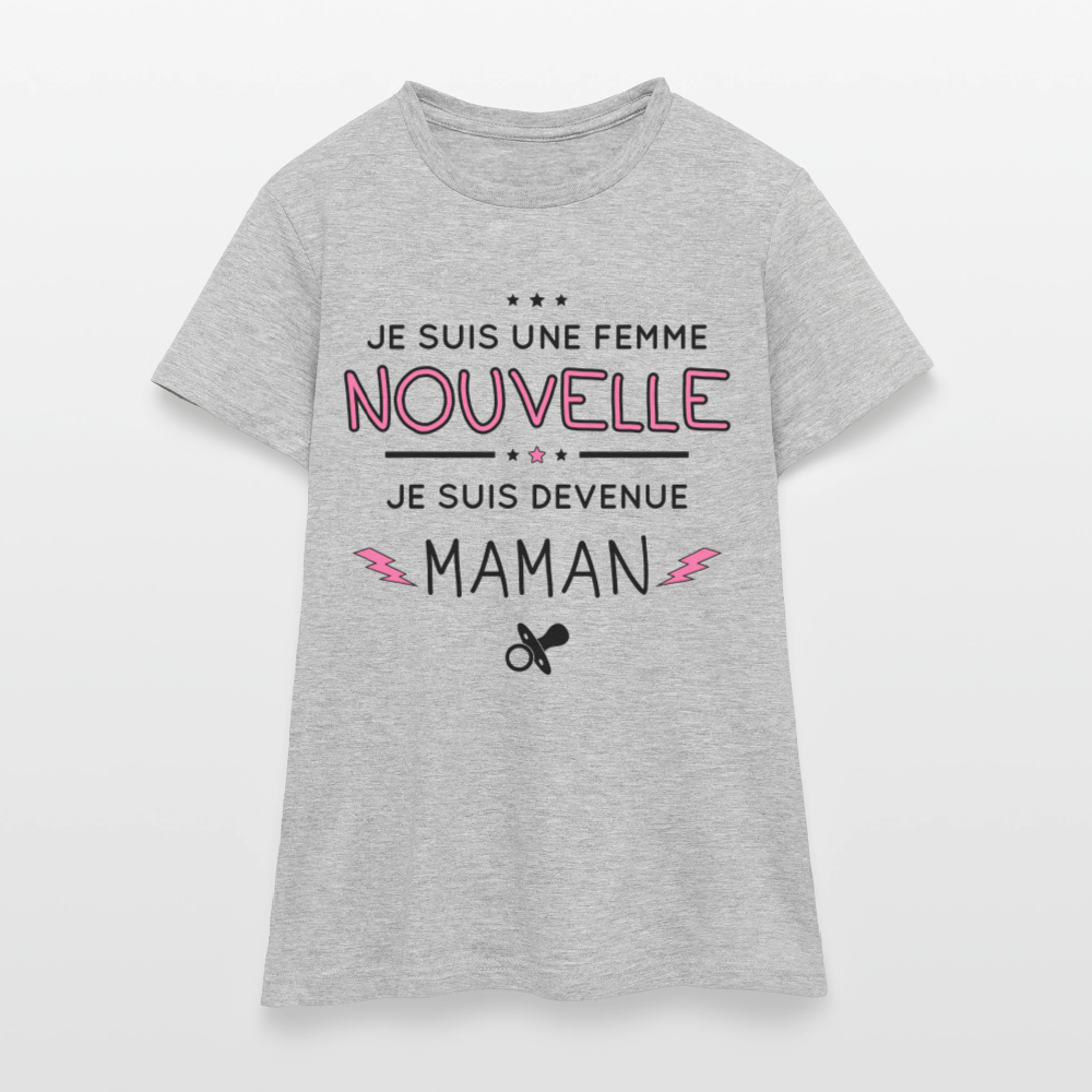 T-shirt Femme - Femme nouvelle - Maman - gris chiné