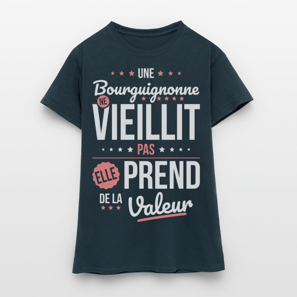 T-shirt Femme - Une Bourguignonne ne vieillit pas - marine