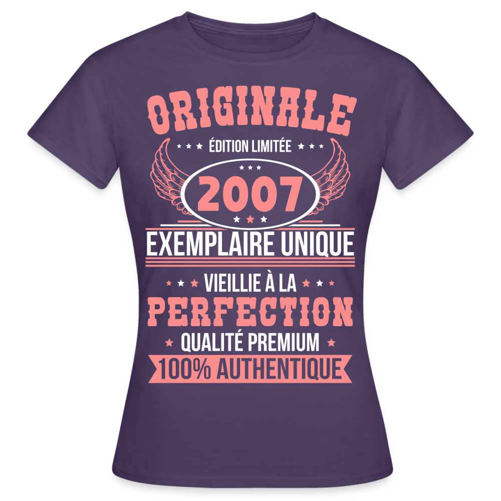 T-shirt Femme - Anniversaire 18 Ans - Originale 2007 - violet foncé