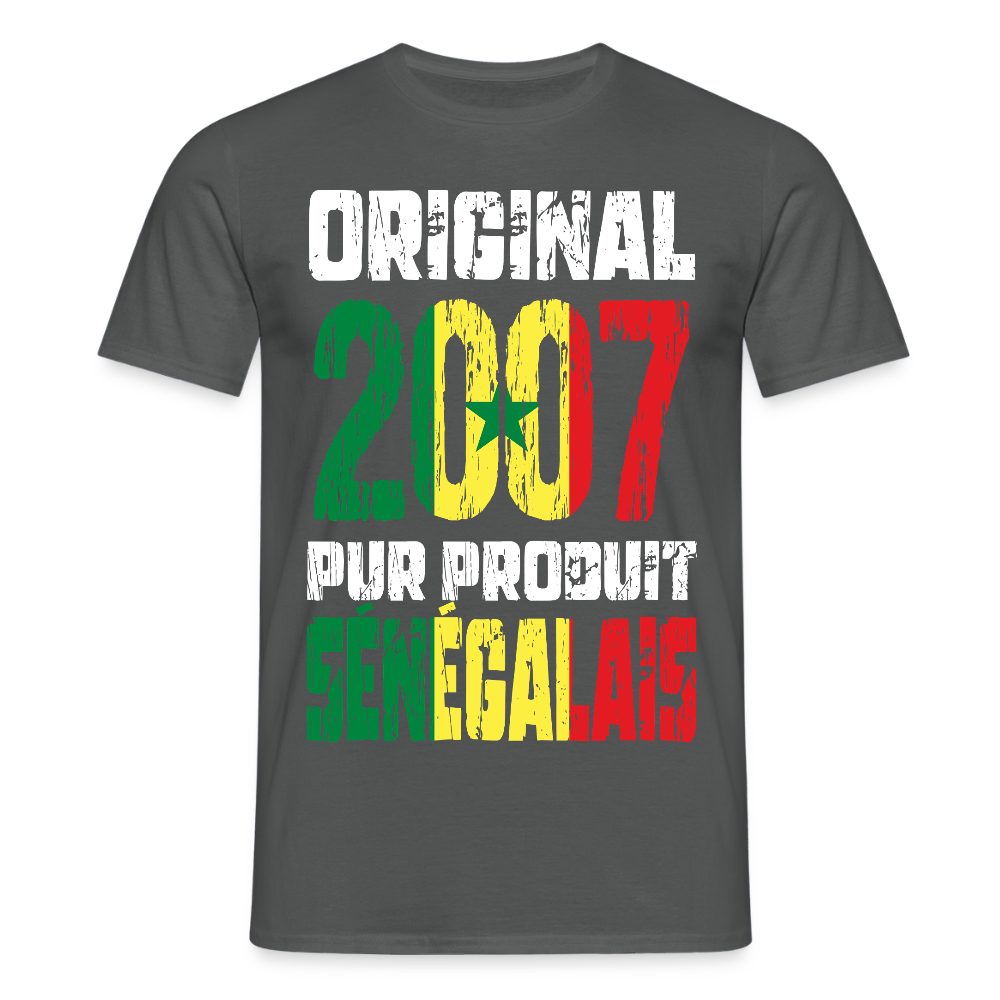 T-shirt Homme - Anniversaire 18 Ans - Original 2007 - Pur produit Sénégalais - charbon