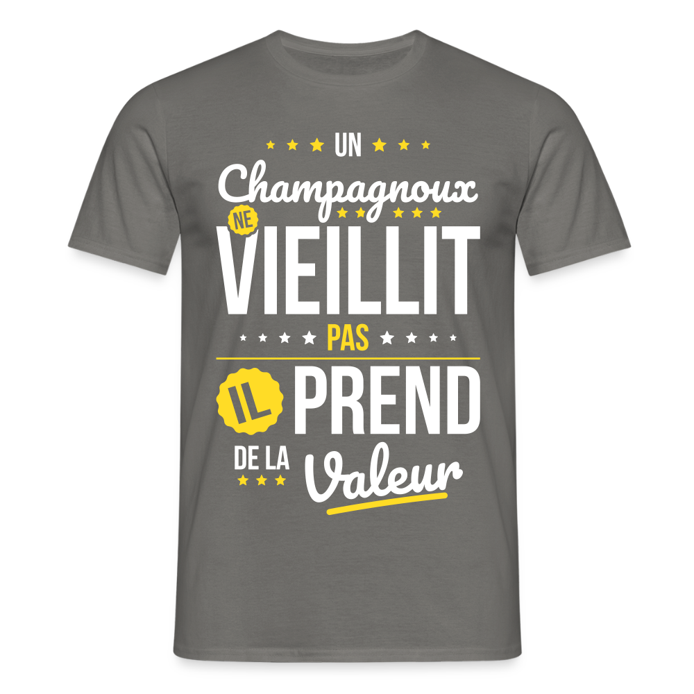 T-shirt Homme - Un Champagnoux ne vieillit pas - gris graphite