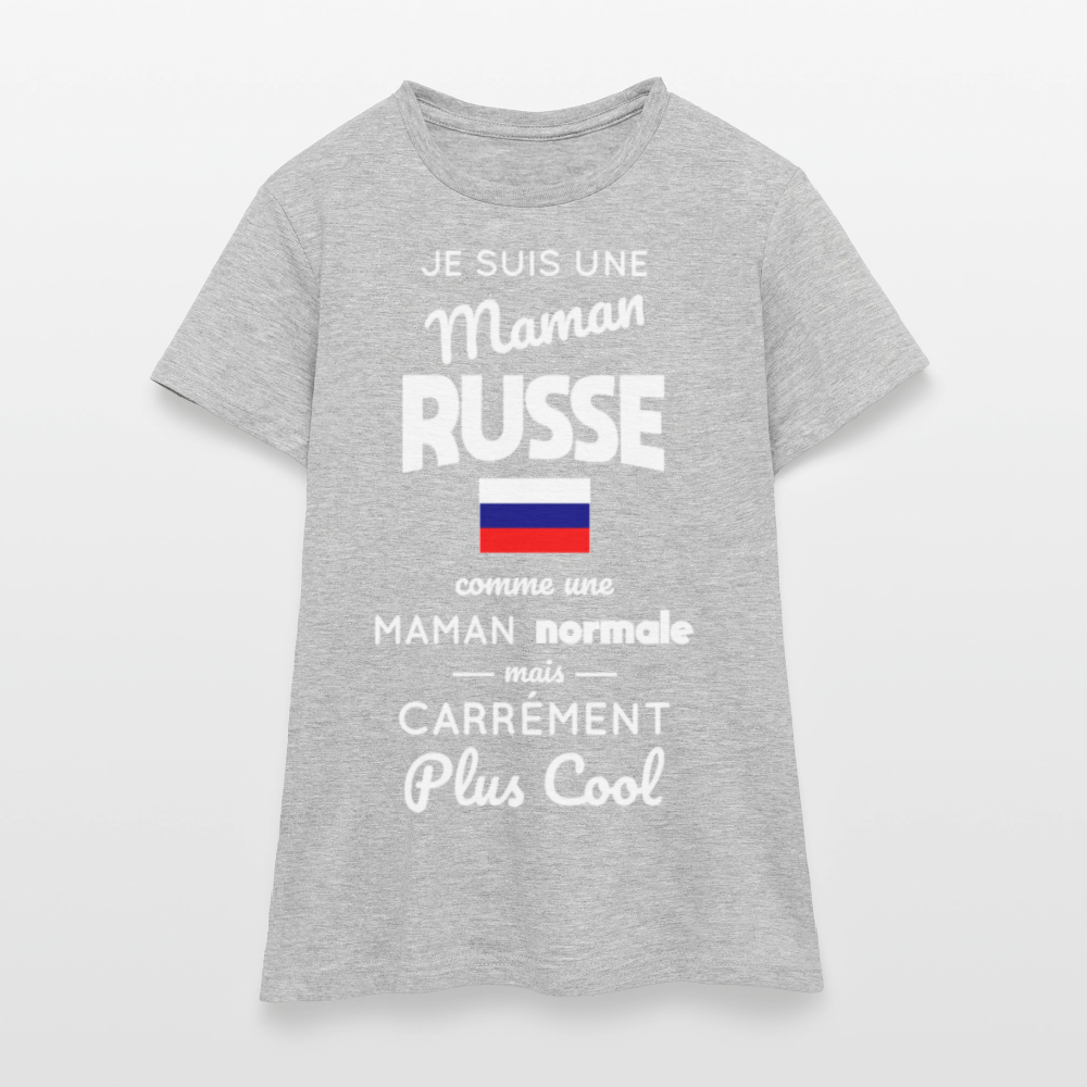 T-shirt Femme - Maman Russe plus cool - gris chiné