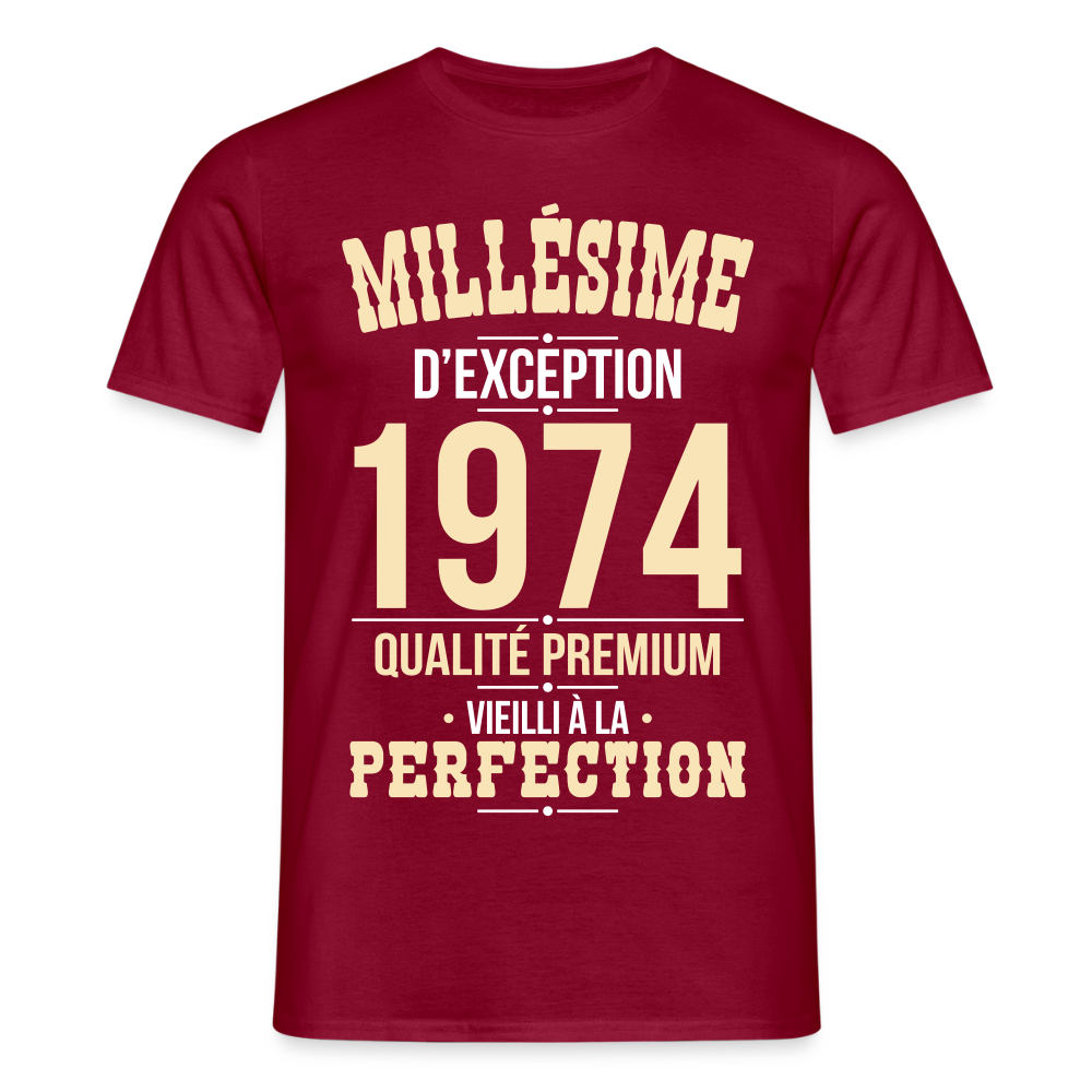 T-shirt Homme - Anniversaire 51 Ans - Millésime 1974 - rouge brique