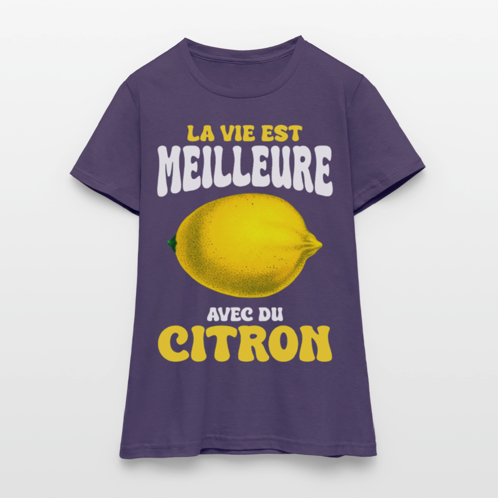 T-shirt Femme - La vie est meilleure avec du citron - violet foncé