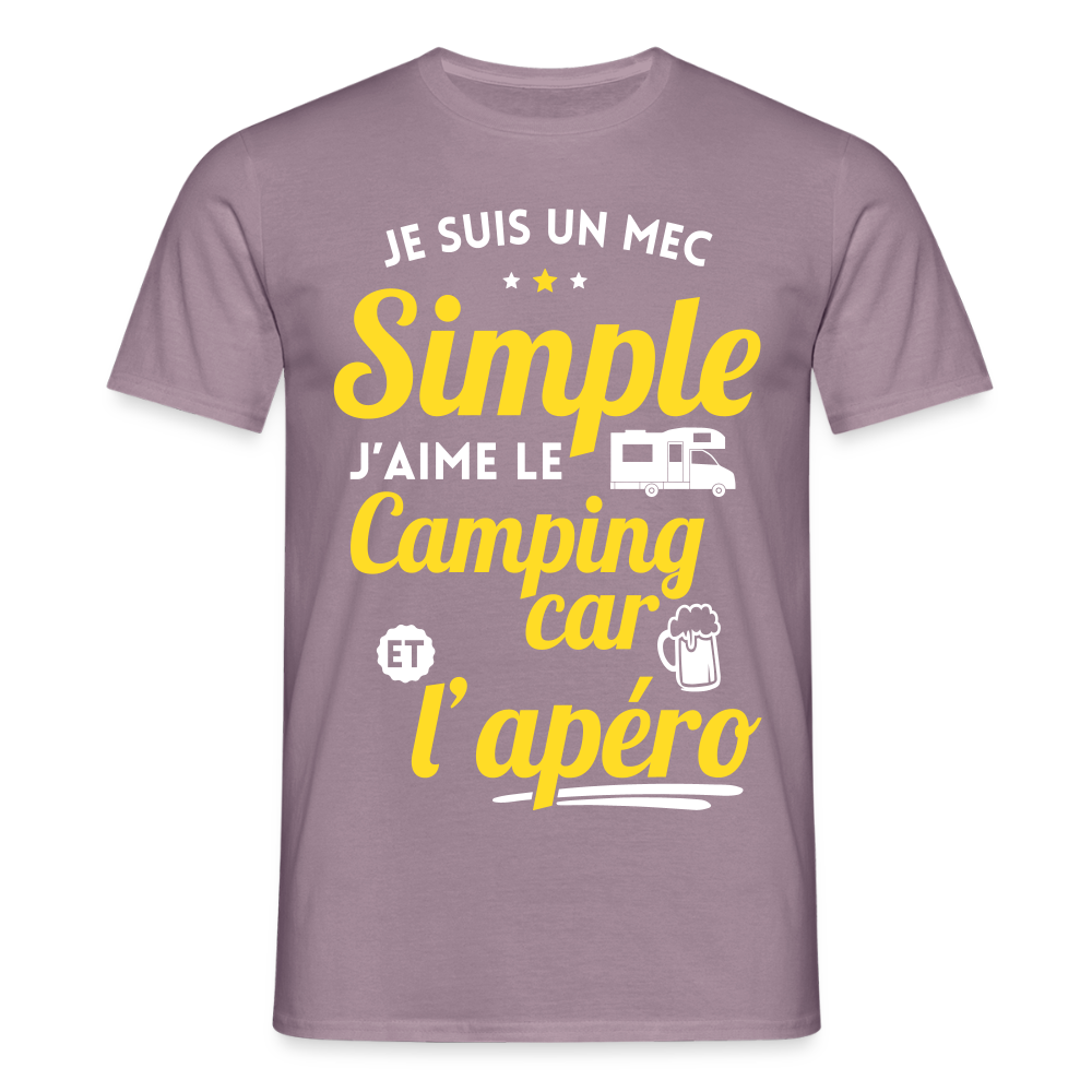 T-shirt Homme - J'aime le camping-car et l'apéro - mauve gris